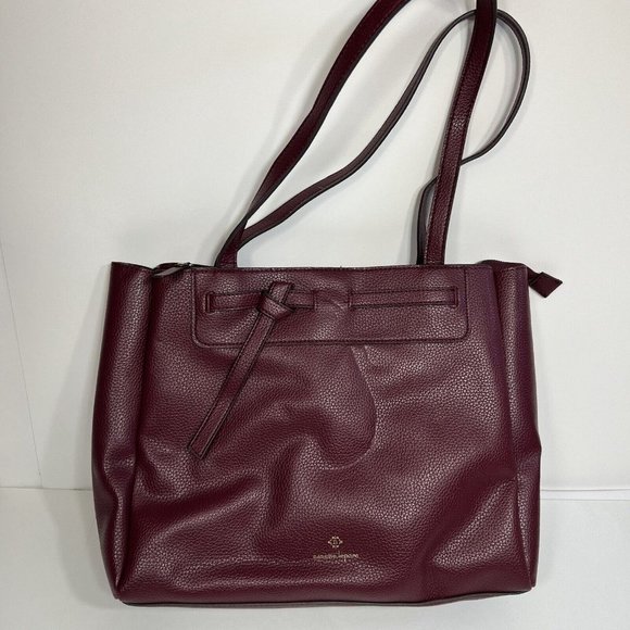 Nanette Lepore Burgundy Arriss Triple Section Shoulder Tote Bag Women Handbags - Picture 2 of 16